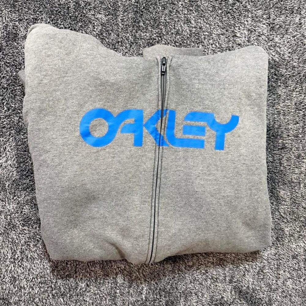 Y2K Gray Oakley zip up hoodie skater Faded Size XL